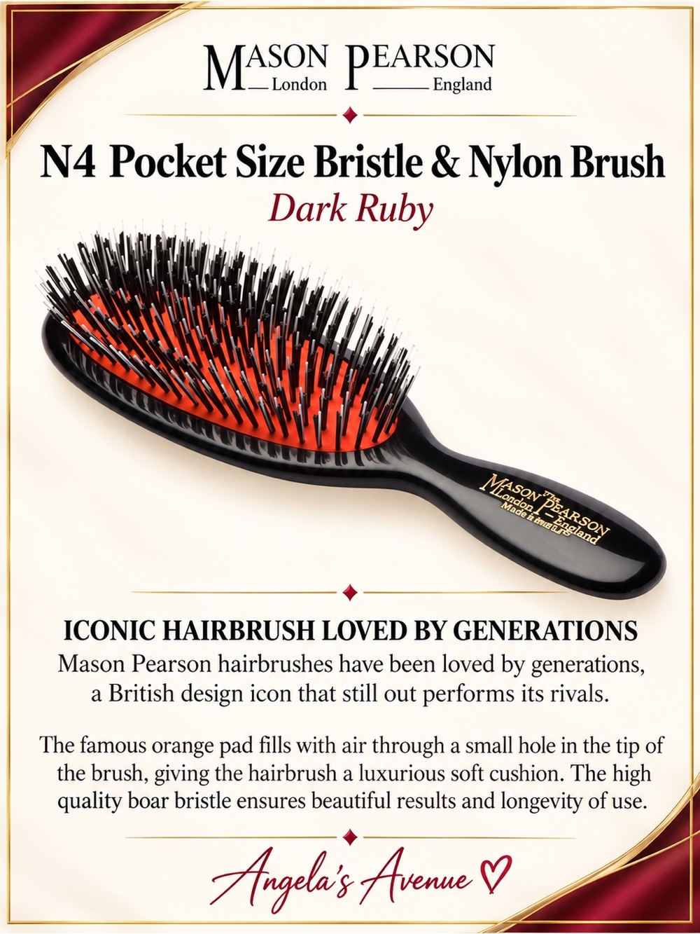 Mason Pearson N4 Pocket Size Brush NEW